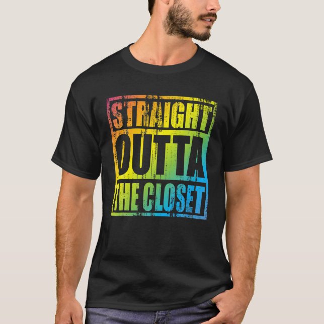 T-shirt Juste En Dehors Du Closet - Cool Fier LGBT Membre (Devant)
