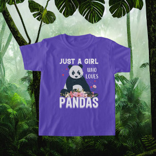 T-shirt Juste fille aime les pandas mot art