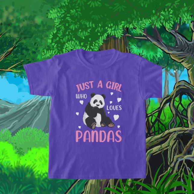 T-shirt Juste fille aime les pandas mot art (Créateur téléchargé)