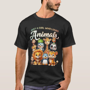 T-shirt Juste Fille Qui Aime Les Animaux Sauvage Safari Mi