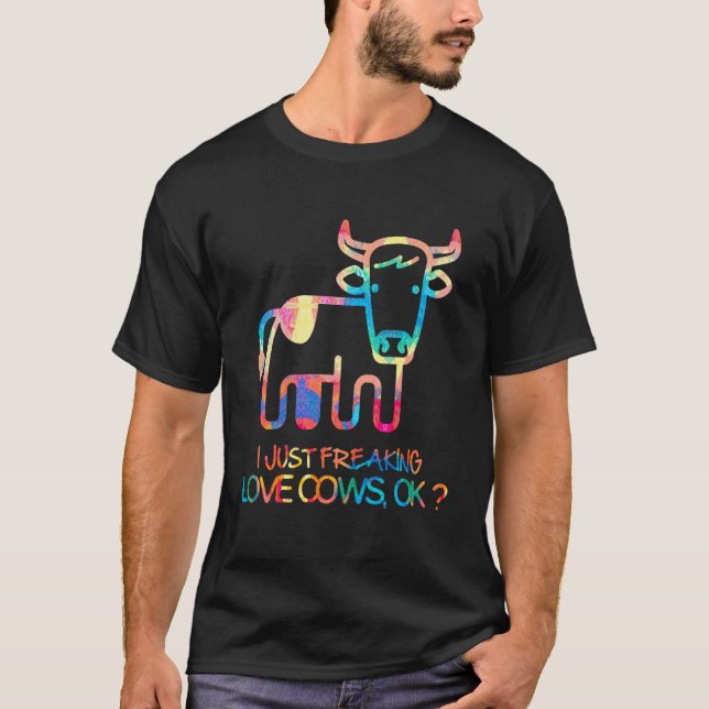 T-shirt Juste Freaking Love Cows - Peinture (Devant)