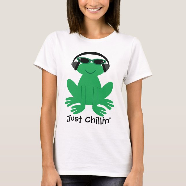 T-shirt Juste grenouille de Chillin avec des écouteurs et (Devant)