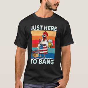 T-shirt Juste ici pour baiser poulet tenant bière