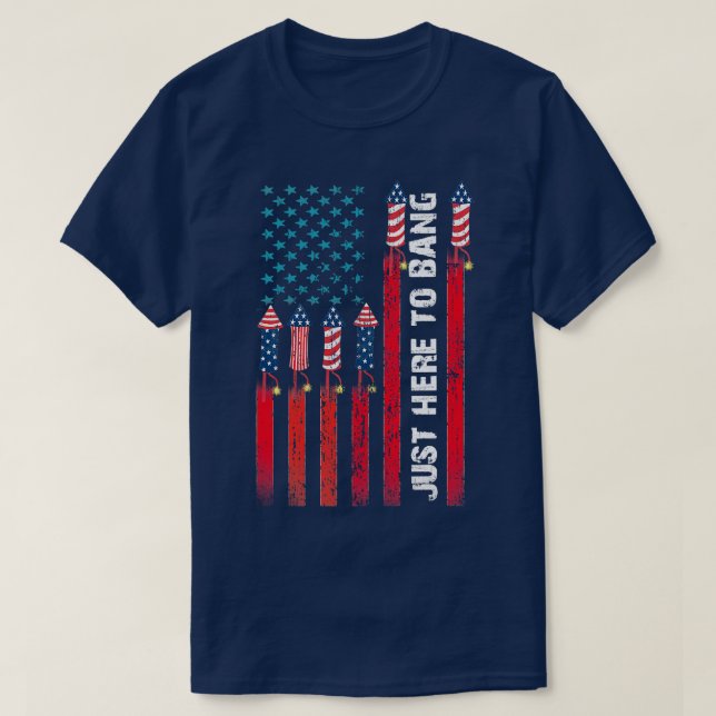 T-shirt Juste Ici Pour Bang American Flag Fireworks Funny  (Design devant)