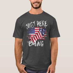 T-shirt Juste ici pour bang Fireworks USA Drapeau Vintage