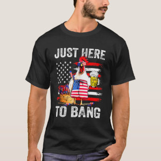 T-shirt Juste Ici Pour Bang USA Drapeau Poulet Bière Feu d