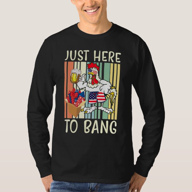 T-shirt Juste ici pour claquer drapeau États-Unis poulet f (Devant)