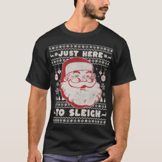 T-shirt Juste Ici Pour Dormir Drôle Noël Dit Retro S