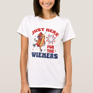 T-shirt Juste ici pour les saucisses, BBQ rétro hot dog