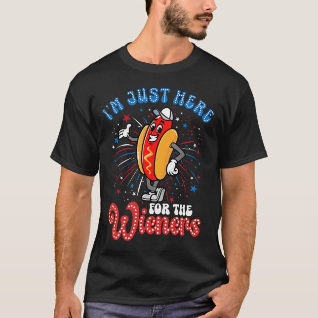 T-shirt Juste Ici Pour Les Wieners Firework Hot Dog 4th Of (Devant)