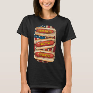 T-shirt Juste ici pour les Wieners Juillet 4 Hot Dog Patri