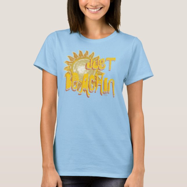 T-shirt Juste LA PLAGE ! (soleil 3D/jaune) (Devant)
