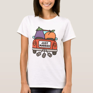 T-shirt Juste marié aubergine et pêche