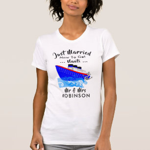 T-shirt Juste Marié Funny Cruise Ship Nauti Graphisme