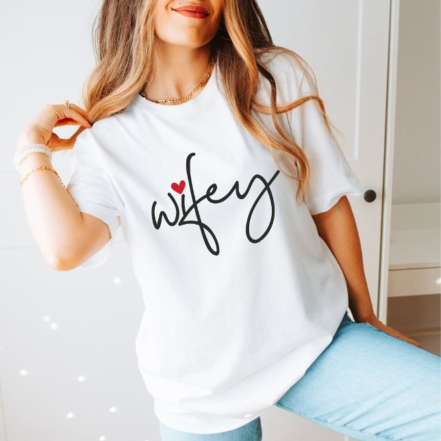 T-shirt Juste Marié Wifey Moderne Élégant Script simple (Créateur téléchargé)