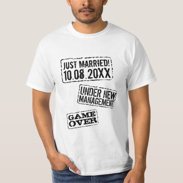 T-shirt Juste mariée chemise drôle avec date de mariage pe (Devant)