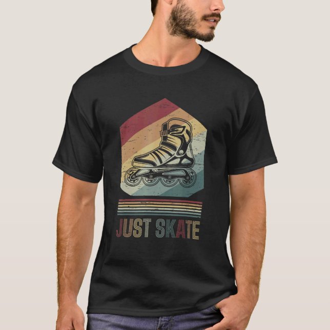 T-shirt Juste Patiner Rouleau Chaussure Bottes de Roue (Devant)