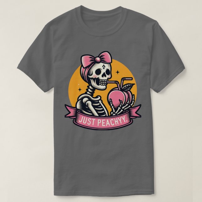T-shirt Juste Peachy Funny Skeleton Femme Fruit d'été (Design devant)