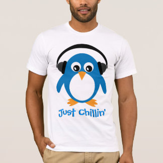 T-shirt Juste pingouin de Chillin avec des écouteurs