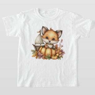 T-shirt Juste traîner, citrouilles et renards