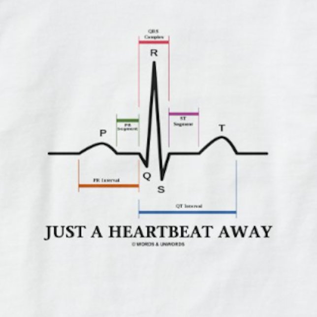 T-shirt Juste un battement de coeur loin (EKG/ECG) (Tee featuring normal sinus rhythm on electrocardiogram for anyone who is "Just A Heartbeat Away")