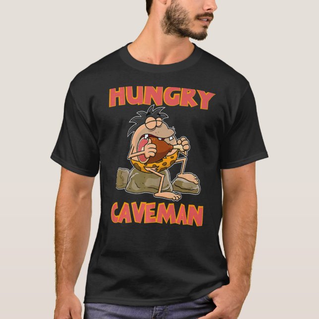 T-shirt Juste Un Cavalier Affamé Manger Primitive Caveman  (Devant)