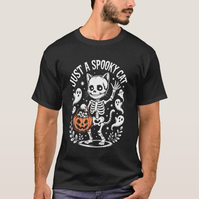 T-shirt Juste un chat effrayant mignon drôle squelette d'H (Devant)