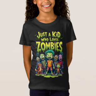 T-Shirt Juste un enfant qui aime les zombies Cartoon Hallo