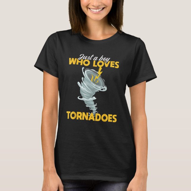 T-shirt Juste Un Garçon Aime Tornado Hurricane Chaser Mété (Devant)