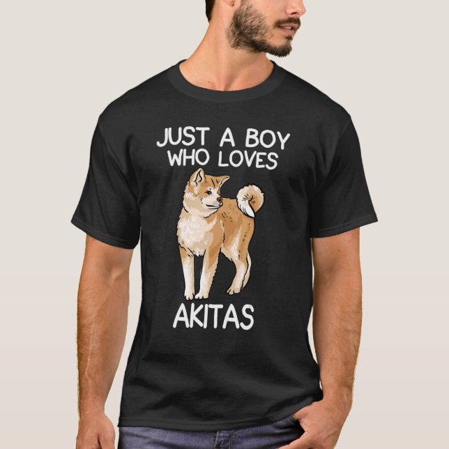 T-shirt Juste Un Garçon Qui Aime Akitas Citation Pour Homm (Devant)