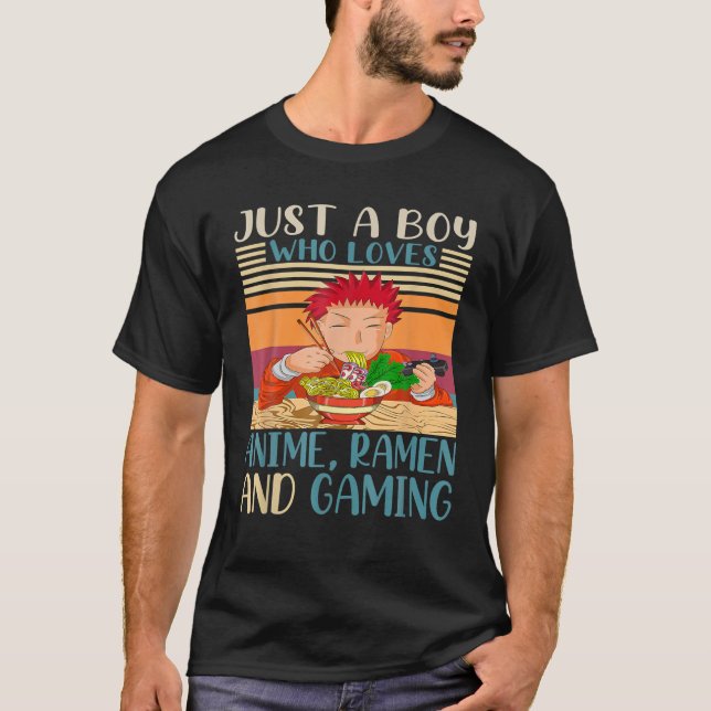 T-shirt Juste Un Garçon Qui Aime Anime Ramen Et Gaming Ret (Devant)