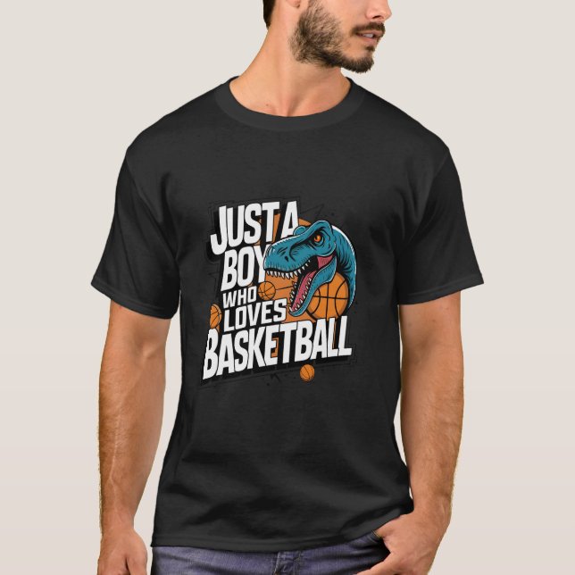 T-shirt Juste Un Garçon Qui Aime Basketball Design Garçons (Devant)