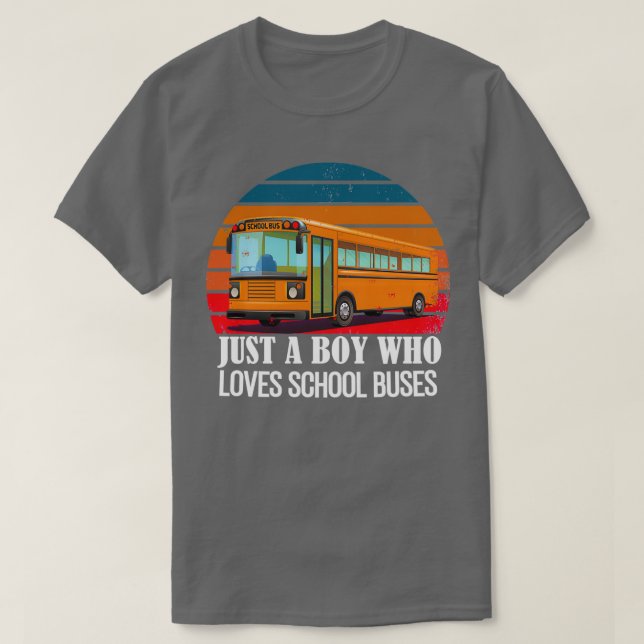 T-shirt Juste un garçon qui aime Bus coucher de soleil rét (Design devant)
