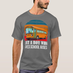 T-shirt Juste un garçon qui aime Bus coucher de soleil rét
