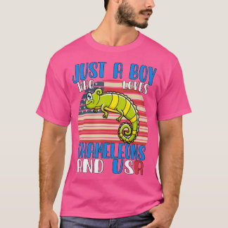 T-shirt Juste Un Garçon Qui Aime Chameleons Et Usa