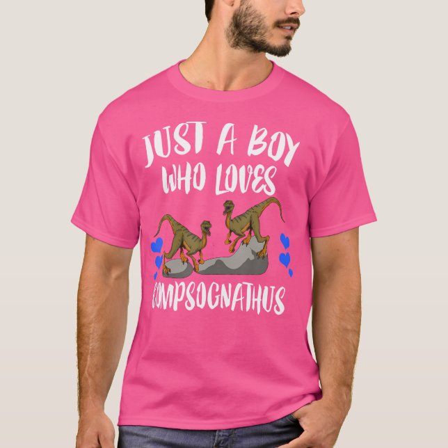 T-shirt Juste Un Garçon Qui Aime Compsognathus Dinosaur (Devant)