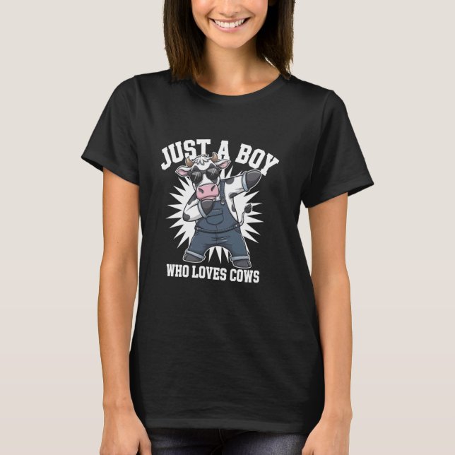 T-shirt Juste un garçon qui aime la ferme à vaches (Devant)