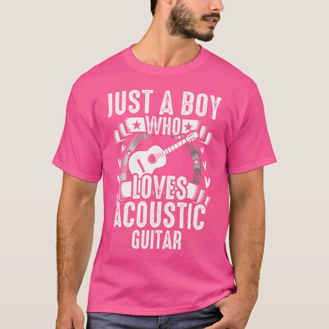 T-shirt Juste un garçon qui aime la guitare acoustique (Devant)