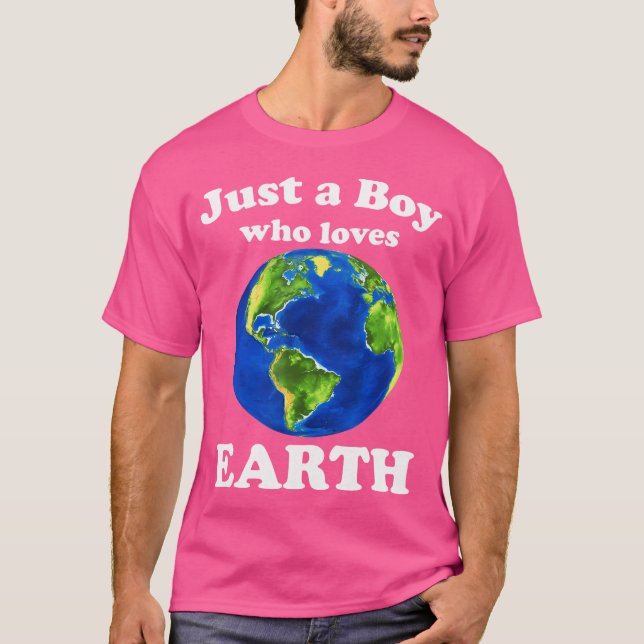T-shirt Juste Un Garçon Qui Aime La Terre Petits Enfants P (Devant)