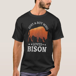 T-shirt Juste Un Garçon Qui Aime Le Bison Bison Vintage No