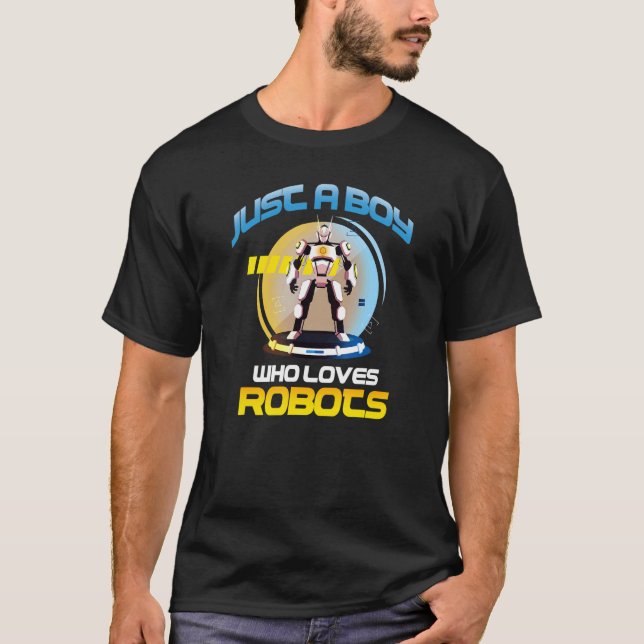 T-shirt Juste un garçon qui aime le design des robots (Devant)
