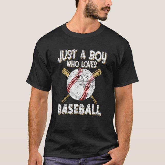 T-shirt Juste un garçon qui aime le Pitcher de Baseball (Devant)