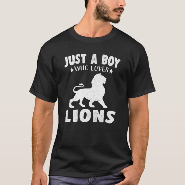T-shirt Juste Un Garçon Qui Aime Les Animaux Cool De Lion  (Devant)