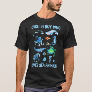 T-shirt Juste Un Garçon Qui Aime Les Animaux De Mer Enfant