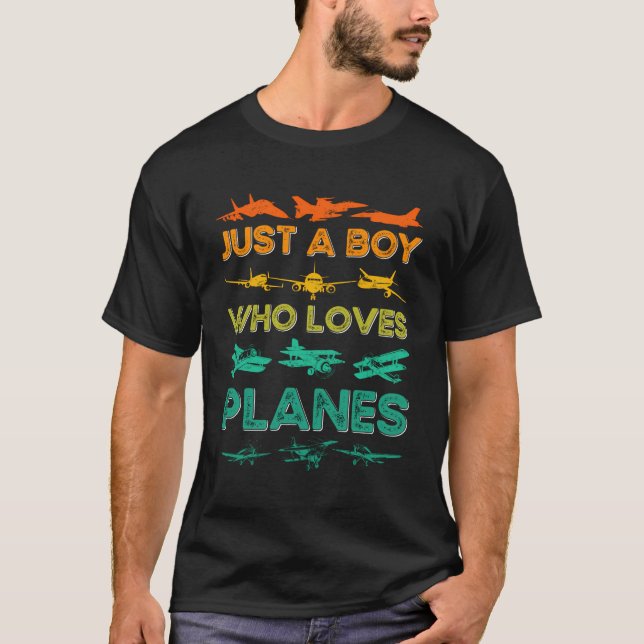 T-shirt Juste Un Garçon Qui Aime Les Avions (Devant)