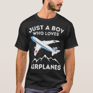 T-shirt Juste un garçon qui aime les avions 	 Small Black