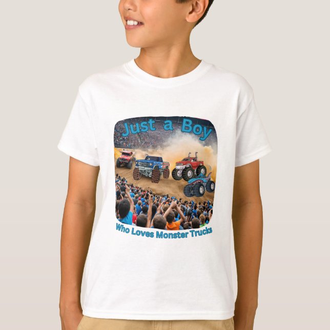 T-shirt Juste un garçon qui aime les camionnettes Monster (Devant)