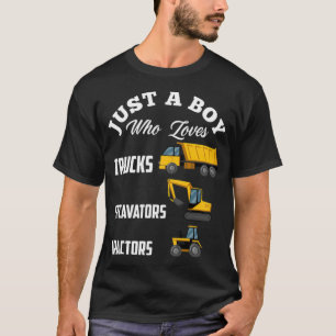 T-shirt Juste un garçon qui aime les camions Excavateurs n