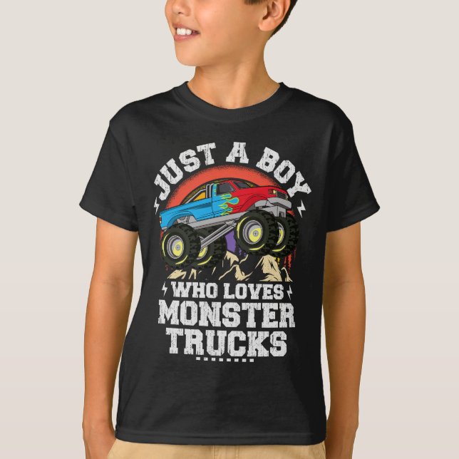 T-shirt Juste Un Garçon Qui Aime Les Camions Monster Pour  (Devant)