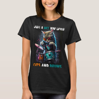 T-shirt Juste Un Garçon Qui Aime Les Chats Et Les Tambours